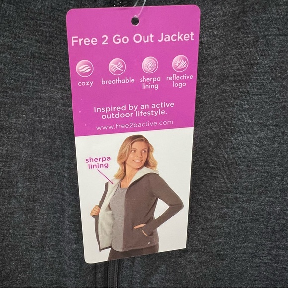 Free 2B Gray Sherpa Lined Full Zip Pocket Jacket - Picture 10 of 11